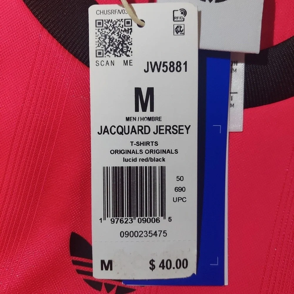 Adidas Originals Men's Size M Jacquard Jersey T Shirt Lucid Red JW5879